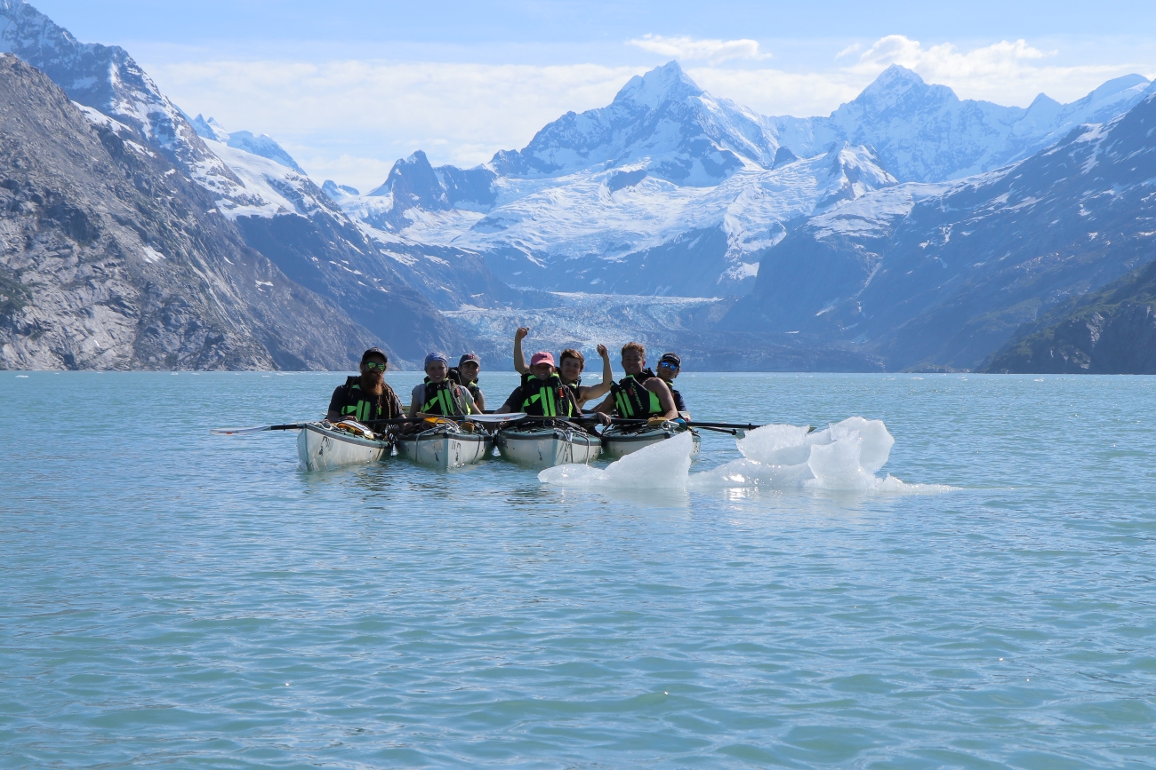 Students in kayaks at Glacier Bay Alaska